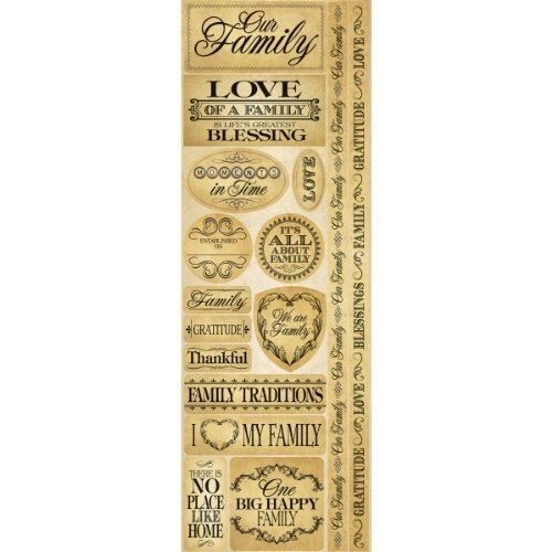Reminisce Signature Series Cardstock Combo Stickers, 4.25 by 12-Inch, Family