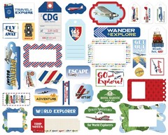 Carta Bella Our Travel Adventure Frames & Tags, 33 Pieces, Die Cut Cardstock