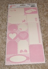 Reminisce Die Cut Sticker Sheet ~ Baby Basics Baby Girl Pink Assorted Tags