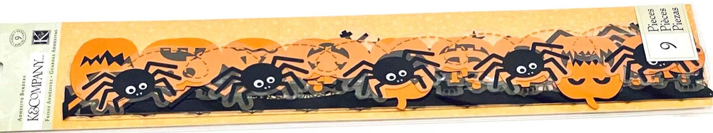 K&COMPANY Ghostly Greetings Acetate Adhesive Borders 9 Pc Halloween Skull Spider