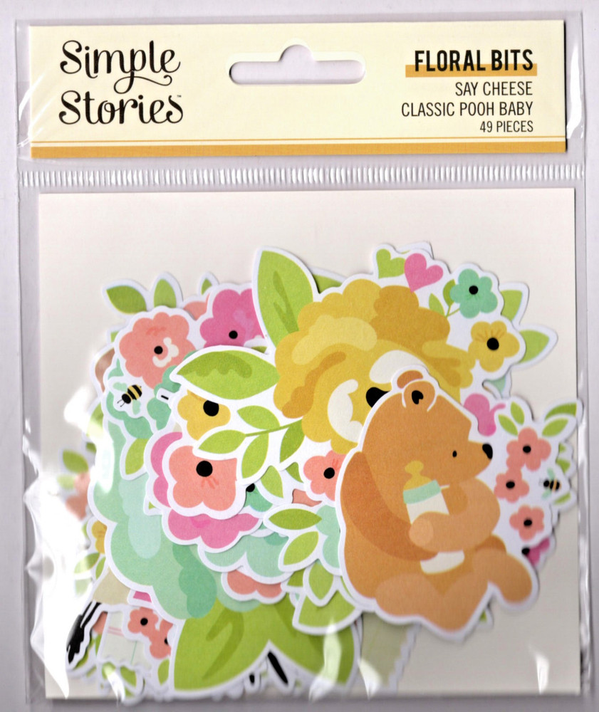 Simple Stories CLASSIC POOH BABY FLORAL BITS (49pc) DIE-CUTS scrapbooking