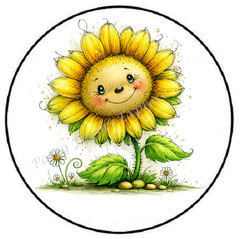 SMILING SUNFLOWER ENVELOPE SEALS LABELS STICKERS PARTY FAVORS