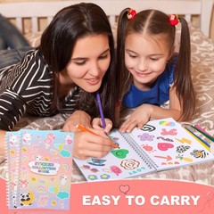 Reusable Sticker Book,A5 Sticker Collecting Book with Spatula and Heart Label…