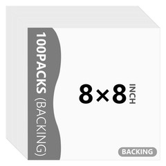 100 PCS Backing Boards 8×8 Inch Uncut White Mat Boards AcidFree Art Prints