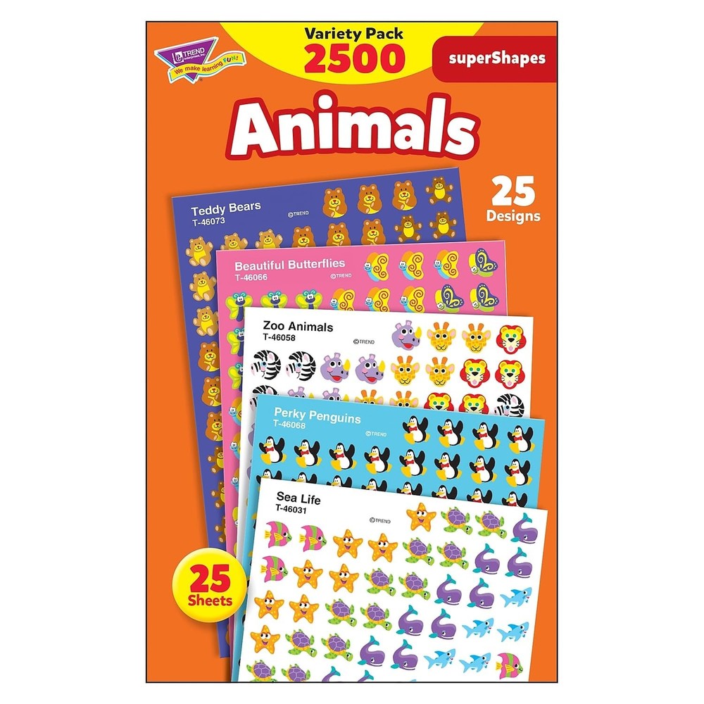 Animals superShapes Stickers Variety Pack by , Inc.; 2500 ct, Incentive Chart…