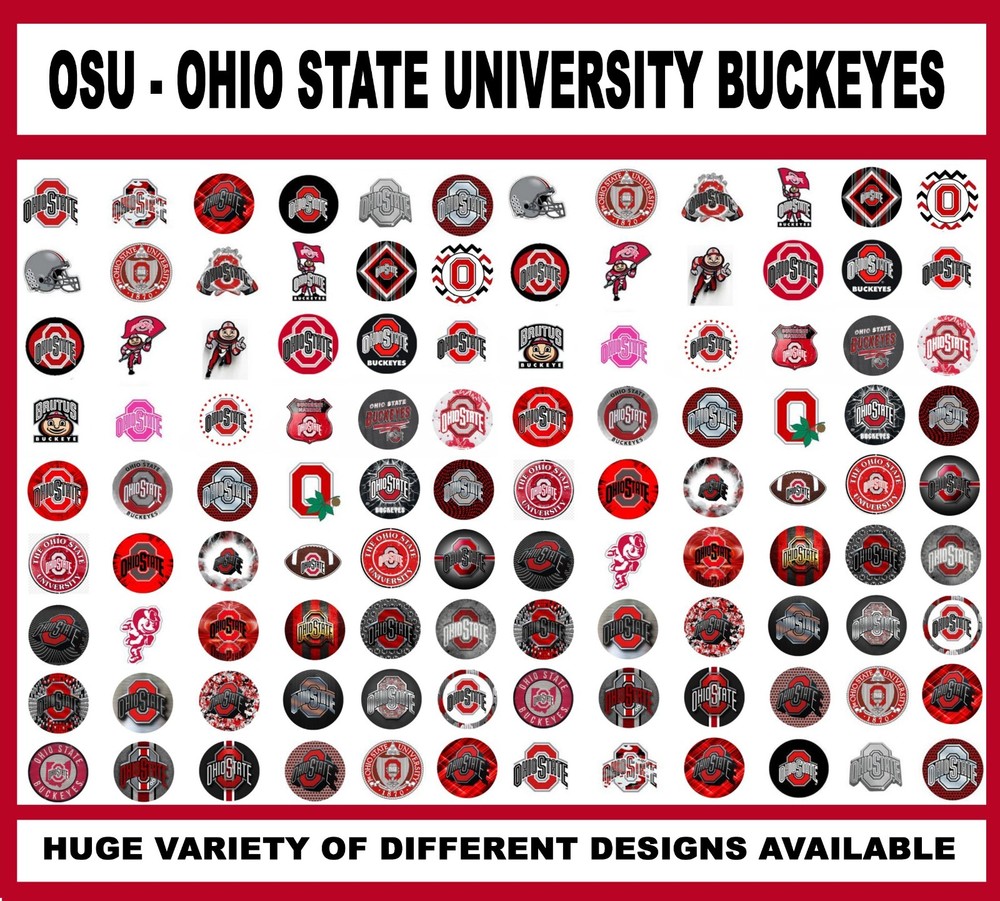 100 Precut COLLEGE OHIO STATE UNIVERSITY BOTTLE CAP CHARM TRAY IMAGES 1 inch