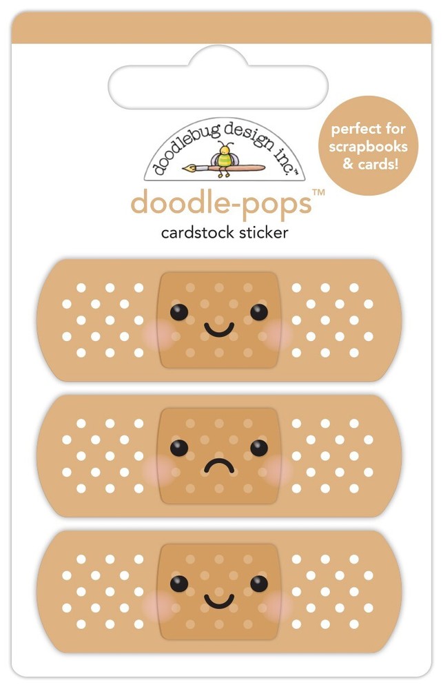 Doodlebug Doodle-pop 3D Stickers All Better Band Aids Faces Happy Sad