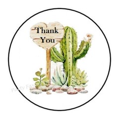 30 THANK YOU CACTUS SIGN ENVELOPE SEALS LABELS STICKERS PARTY FAVORS 1.5″ ROUND