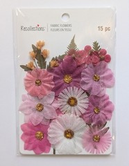 Pink Pressed Fabric Flowers Scrapbooking Embellishments By Recollections