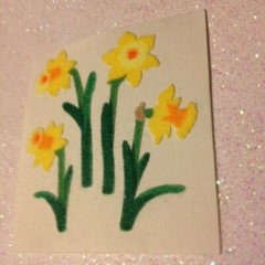 *1 SHEET VINTAGE SANDYLION DAFFODILS FUZZY STICKERS *FREE SHIP ANY 3/MORE SHEETS
