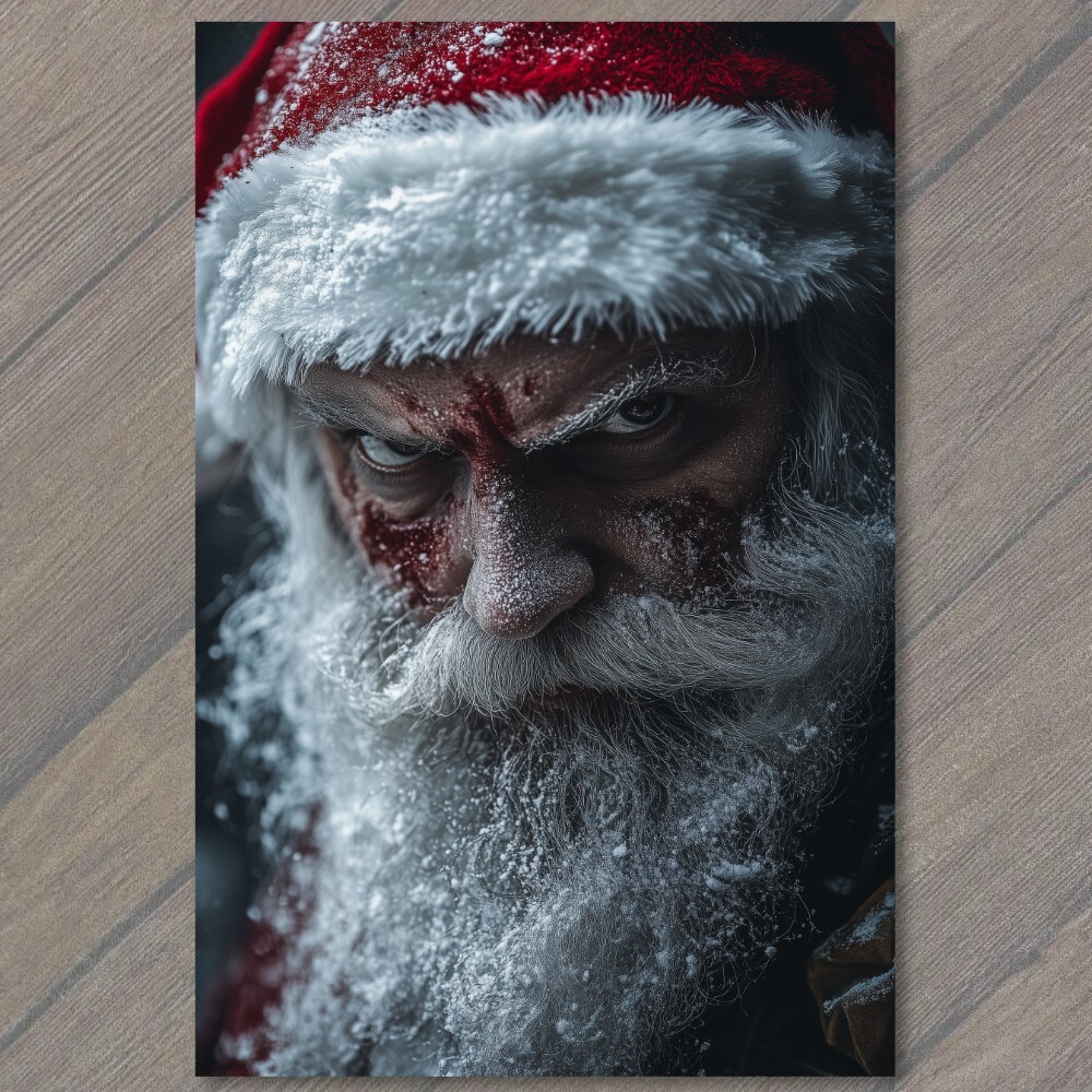 STICKER Sinister Santa Claus Evil Stare Snowy Beard Horror Menacing Xmas