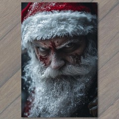 STICKER Sinister Santa Claus Evil Stare Snowy Beard Horror Menacing Xmas