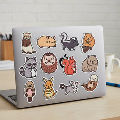 50 Cute Animal Stickers Random Laptop Water Bottle Skateboard Craft Large size