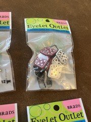 Eyelet Outlet Brads Lot of NEW 6 packs Card Making Scrapbooking Skull Dice