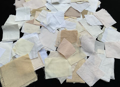 Vintage Assorted White Ivory Off White Fabric Scraps Slow Stitching – Lot of 30