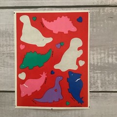 Hallmark Valentine Dinosaur Heart Stickers Set Of 4 Partial Sheets Vintage