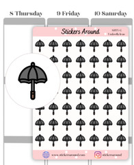 Grey Umbrella Icon Sticker, Weather Stickers for Planner, Calendar and Journal