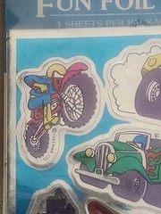 Vintage 80s Fun Foil Shinies Stickers Hallmark Race Cars Monster Truck Jeep