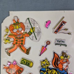 Vintage Puffy Stickers Sheet STICK-ONS Retro Scrapbook Craft Hobby