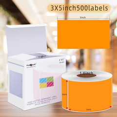 Rectangle Color Code Labels 3×5 Inch 500 Pack Fluorescent Orange Adhesive Roll