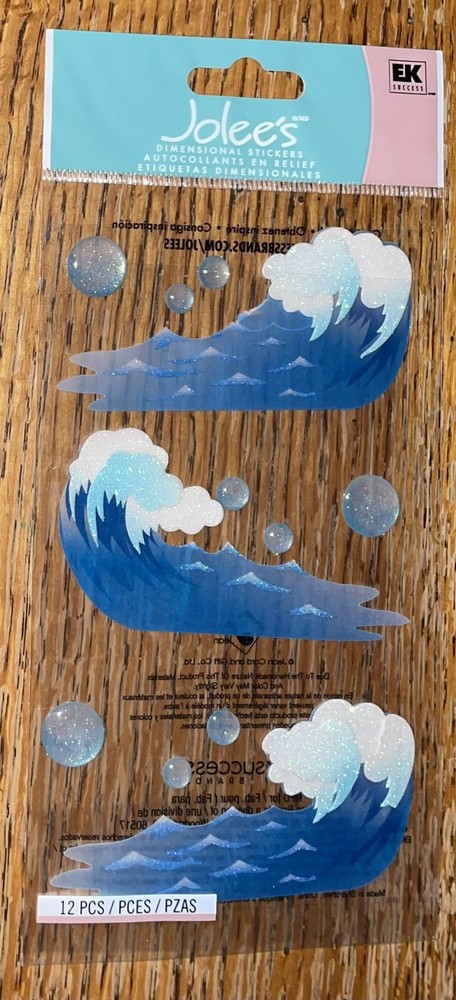 Jolees Vellum Waves Surfing Sun Beach Tropical Island Vacation Scrapbook Sticker