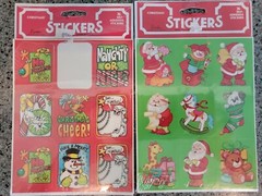 2 Vintage 80s Eureka Christmas Stickers SEALED Retro cute kids words Stick ons