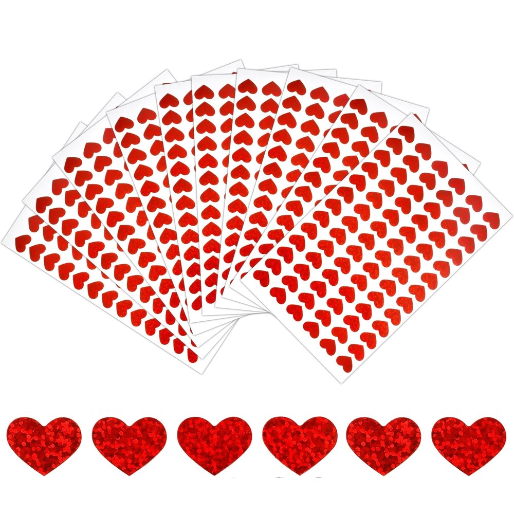Heart Stickers, Red Heart Sticker, Glitter Small Mini Heart Stickers for Kids…