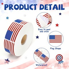 800 Pcs American Flag Stickers Roll 4th July USA Patriotic Red White Blue Decals
