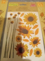 CRAFTERS SQUARE LOT OF 4 FALL STICKERS AUTUMN LEAVES PIE PUMPKINS 3D FLAT ORANGE