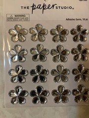 THE PAPER STUDIO 3D ADHESIVE GEMSTONE CLEAR CRYSTAL FLOWERS 16PCS