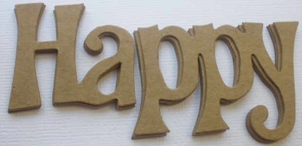 {4} HAPPY – Title Phrase – Embellishment Raw Bare Chipboard Die Cuts
