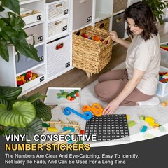 10Pcs 0.4 Inch 1 to 100 Vinyl Consecutive Number Stickers Black