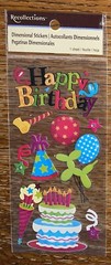 Recollections Happy Birthday Cake Balloons Party Hats Streamer Scrapbook Sticker