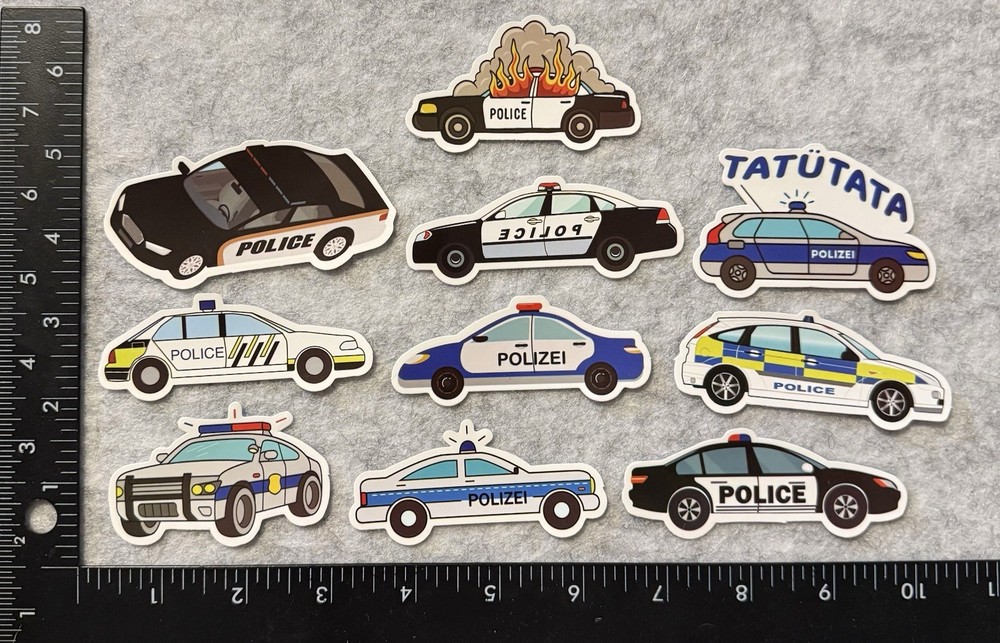Lot of 10 Assorted Police Car Stickers