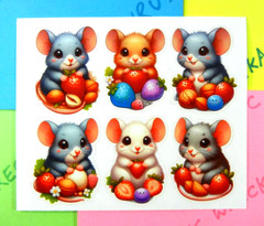 Colorful Mice Fruits & Nuts Small Sticker Sheet