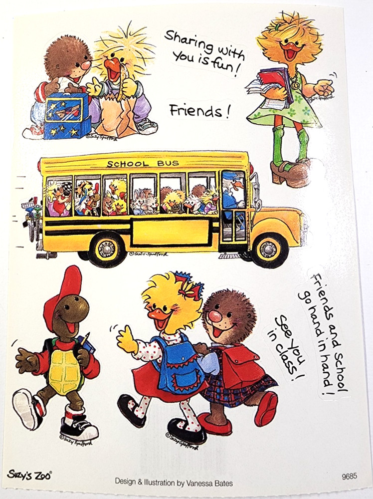 Suzy’s Zoo School Bus Stickers Classmates Friends Sheet 9685 Scrapbooking New