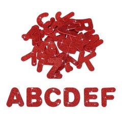 Alphabet Foam Stickers, 104Pcs Letters A-Z EVA Self Adhesive Glitters, Red