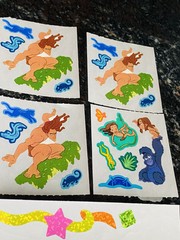 Big Lot of VTG Stickers Sandy Lion & Mrs Grossman – Fuzzy, Shimmery & Character