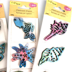 Crafters Square Chipboard Shapes 24pc Seashells Mermaids Seahorses Starfish NEW