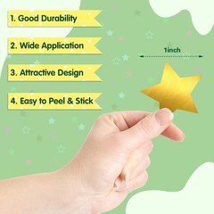 Gold Star Stickers 1 Inch, 500 Pcs, Metallic Foil Reward Labels for Kids