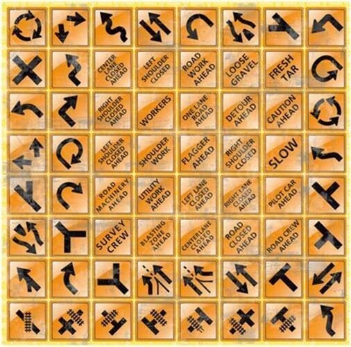 Road Signs Orange Signs 12×12 Sticker Sheet by Reminisce