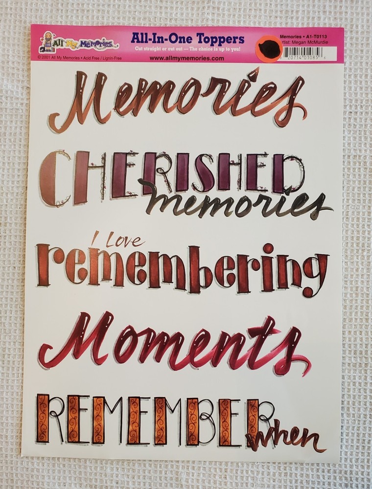 ALL MY MEMORIES ALL IN ONE TOPPERS Memories 2001 A1-T0113