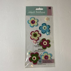 Jolees Layered Spring Flowers Stitched Purple Blue Pink Yellow Scrapbook Sticker