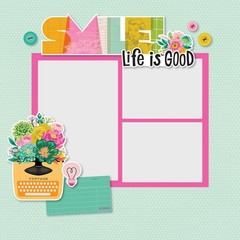 SS Page Pieces DieCuts Color Me Happy Smile Flowers Life is Good Vintage Fun