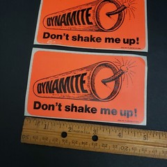 Lot 70s 80s Sticker Lot 2 Neon Orange Stickers Dynamite Don’t Shake Me Up 5 x 3″