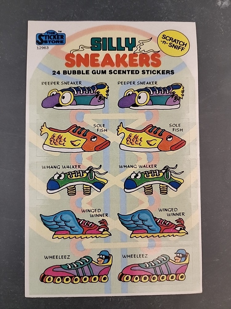 Vintage Scratch & Sniff Sticker Sheet- Silly Sneakers Bubblegum – Sticker Store