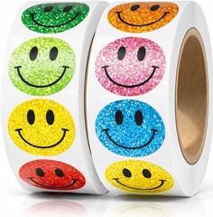1000 Smiley Face Reward Stickers – 1 Inch round Multicolor Classroom Labels