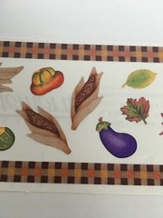 Creative Memories Stickers Fall Harvest Pumpkins Corn Eggplant Leaf Plaid Border