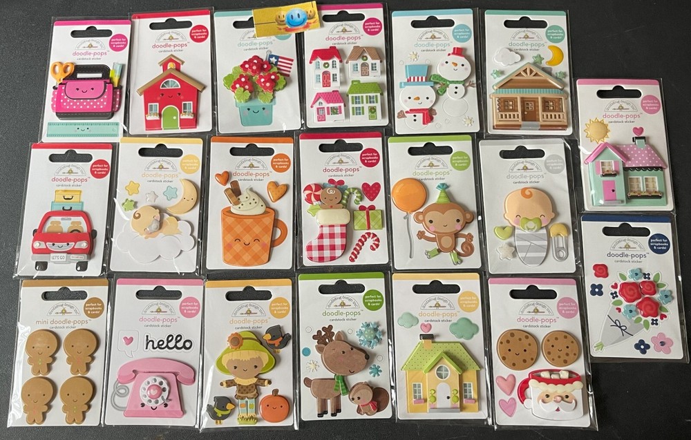 Doodlebug Doodle-Pops 3D Scrapbooking Stickers MIX Theme set 4 U CHOOSE