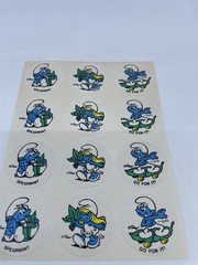 Vintage 80s Stickers Smurf Scratch n Sniff Spearmint 1982 Unused